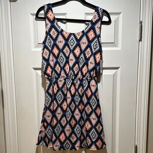 Stylish Geometric Print Mini Dress M